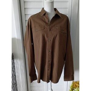 Coleman Men's outdoor long sleeve button down utility brown shirt‎ L